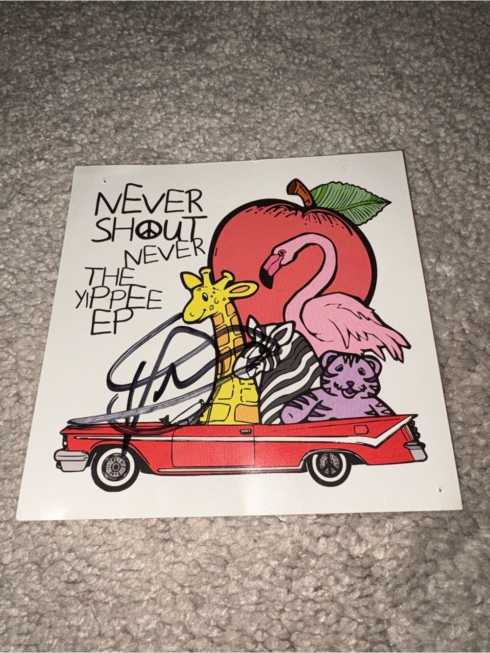Never Shout Never Autograph Christopher Drew on CD Cover Collectible
